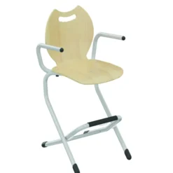 Fauteuil appui sur table réhaussé Bandana - coque bois hêtre - piétement acier - lot de 2