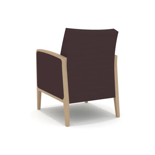 Fauteuil Aubain accotoirs bois - assise et dossier tissu enduit - structure hêtre massif