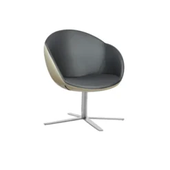 Fauteuil 4 branches sur patins Evy - cuir - bicolore