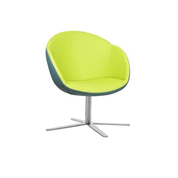 Fauteuil 4 branches sur patins Evy - textile enduit lisse - bicolore
