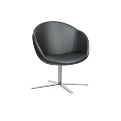 Fauteuil 4 branches sur patins Evy - cuir - unicolore