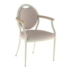 Fauteuil bridge 4 pieds Aloe II - assise et dossier textile enduit - accotoirs bois