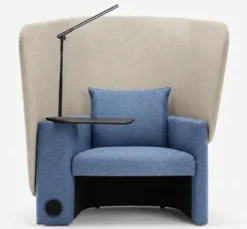Fauteuil Cocoon - tissu recyclé - tablette et prises