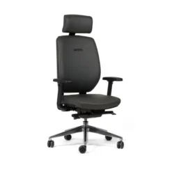 Fauteuil de bureau Artech - cuir - piétement aluminium poli - avec appui-tête