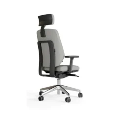 Fauteuil de bureau Artech - cuir - piétement aluminium poli - avec appui-tête