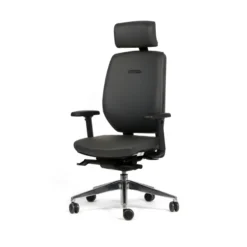 Fauteuil de bureau Artech - cuir - piétement aluminium poli - avec appui-tête