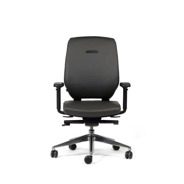 Fauteuil de bureau Artech - cuir - piétement aluminium poli
