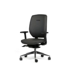 Fauteuil de bureau Artech - cuir - piétement aluminium poli