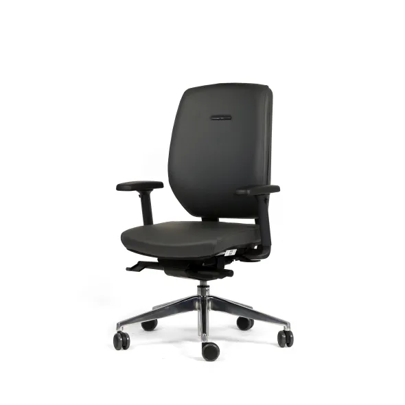 Fauteuil de bureau Artech - cuir - piétement aluminium poli
