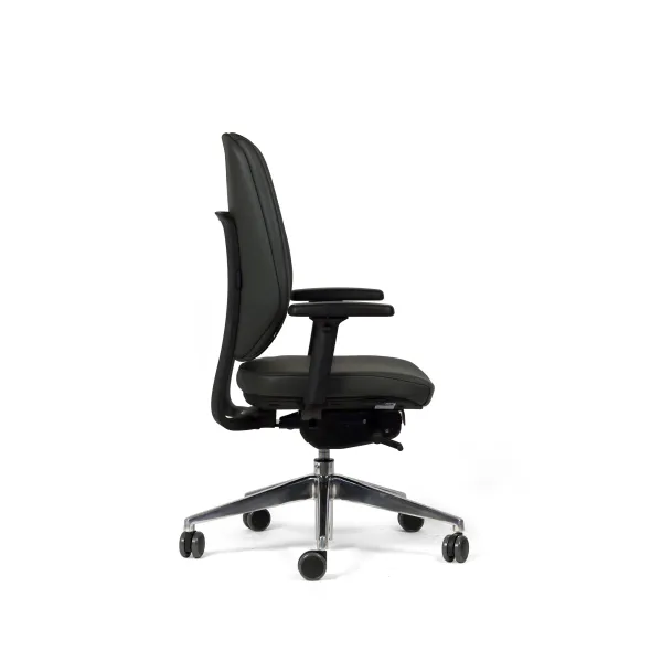 Fauteuil de bureau Artech - cuir - piétement aluminium poli