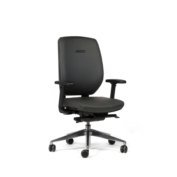 Fauteuil de bureau Artech - cuir - piétement aluminium poli