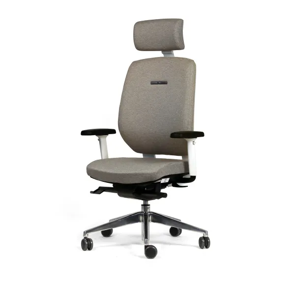 Fauteuil de bureau Artech - tissu - piétement aluminium poli - avec appui-tête