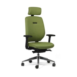 Fauteuil de bureau Artech - tissu - piétement aluminium poli - avec appui-tête