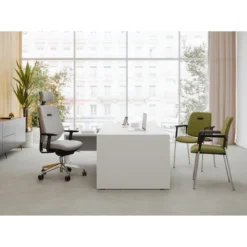 Fauteuil de bureau Artech - tissu - piétement aluminium poli - avec appui-tête