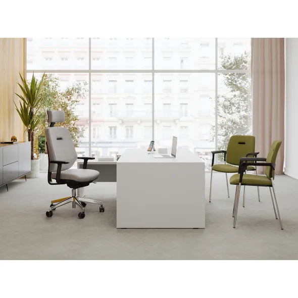 Fauteuil de bureau Artech - tissu - piétement aluminium poli - avec appui-tête