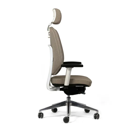 Fauteuil de bureau Artech - tissu - piétement aluminium poli - avec appui-tête