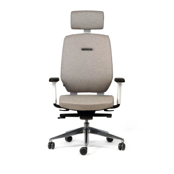 Fauteuil de bureau Artech - tissu - piétement aluminium poli - avec appui-tête