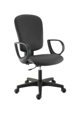 Fauteuil de bureau Bella - textile enduit anthracite Eden - roulette sol dur