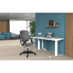 Fauteuil de bureau Bella - tissu noir panthère - roulette sol dur