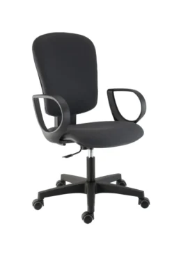 Fauteuil de bureau Bella - tissu noir panthère - roulette sol dur