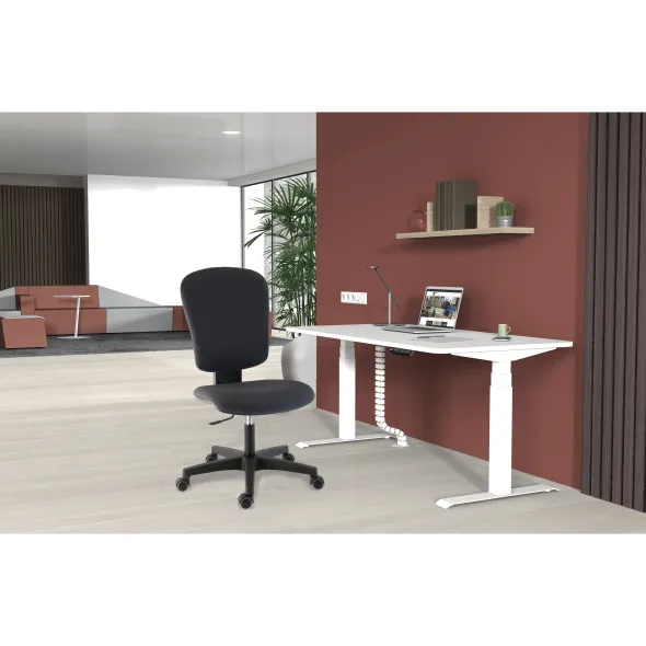 Fauteuil de bureau Bella - tissu noir panthère - roulette sol dur
