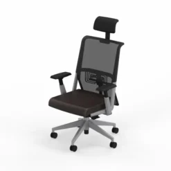 Fauteuil de bureau Comforto 59 - assise cuir - dossier résille - appui-tête