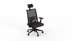 Fauteuil de bureau Comforto 59 - assise cuir - dossier résille - appui-tête