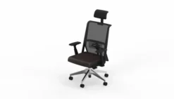 Fauteuil de bureau Comforto 59 - assise cuir - dossier résille - appui-tête