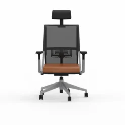 Fauteuil de bureau Comforto 59 - assise cuir - dossier résille - appui-tête