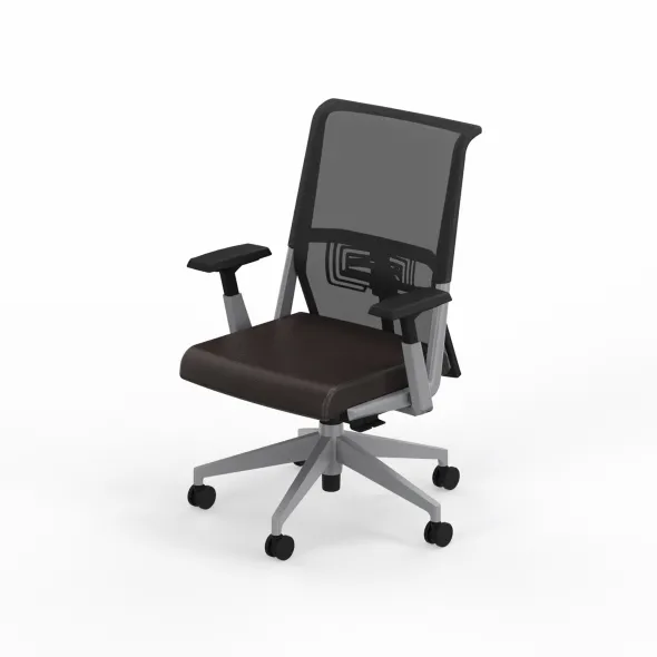 Fauteuil de bureau Comforto 59 - assise cuir - dossier résille