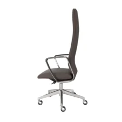 Fauteuil de bureau Directa - cuir - haut dossier - piétement aluminium poli - manchettes assorties au siège