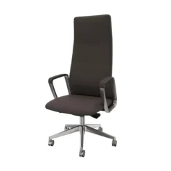 Fauteuil de bureau Directa - cuir - haut dossier - piétement aluminium poli - manchettes assorties au siège