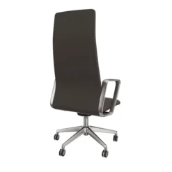Fauteuil de bureau Directa - cuir - haut dossier - piétement aluminium poli - manchettes assorties au siège