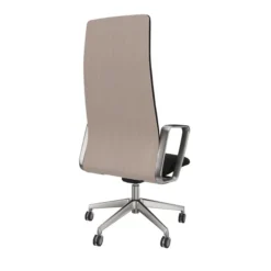Fauteuil de bureau Directa - cuir - haut dossier bois - piétement aluminium poli - manchettes assorties au siège