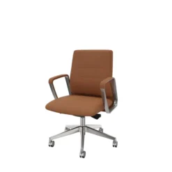 Fauteuil de bureau Directa - cuir - piétement aluminium poli - manchettes assorties au coloris du siège