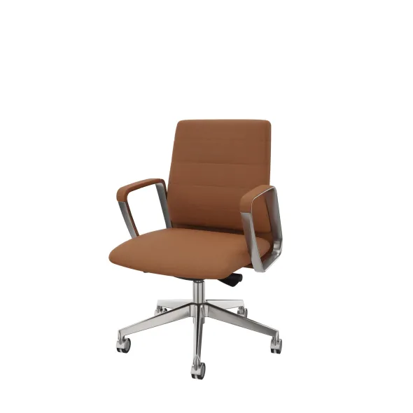 Fauteuil de bureau Directa - cuir - piétement aluminium poli - manchettes assorties au coloris du siège