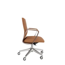 Fauteuil de bureau Directa - cuir - piétement aluminium poli - manchettes assorties au coloris du siège
