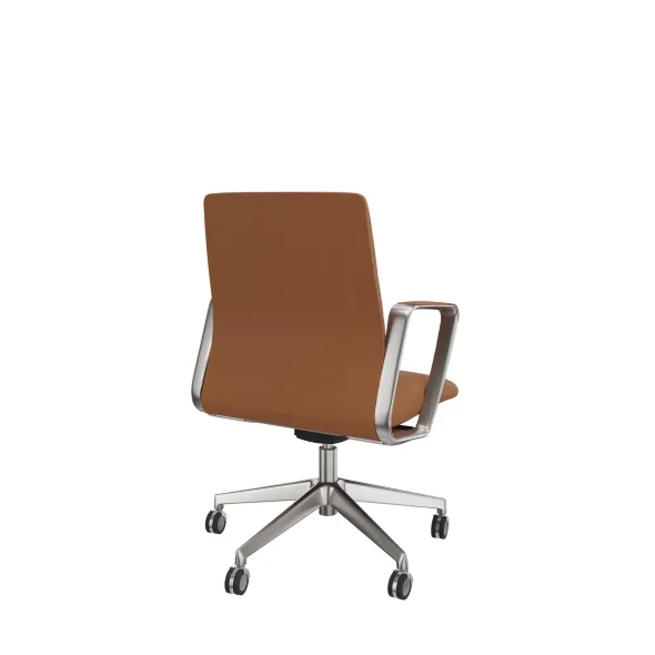 Fauteuil de bureau Directa - cuir - piétement aluminium poli - manchettes assorties au coloris du siège