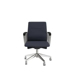 Fauteuil de bureau Directa - tissu - piétement aluminium poli - manchettes cuir noir