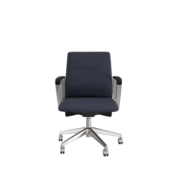 Fauteuil de bureau Directa - tissu - piétement aluminium poli - manchettes cuir noir