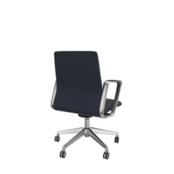 Fauteuil de bureau Directa - tissu - piétement aluminium poli - manchettes cuir noir
