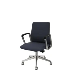 Fauteuil de bureau Directa - tissu - piétement aluminium poli - manchettes cuir noir