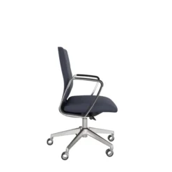 Fauteuil de bureau Directa - tissu - piétement aluminium poli - manchettes cuir noir