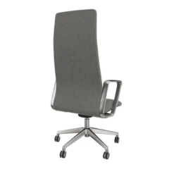 Fauteuil de bureau Directa - tissu - haut dossier - piétement aluminium poli - manchettes cuir noir