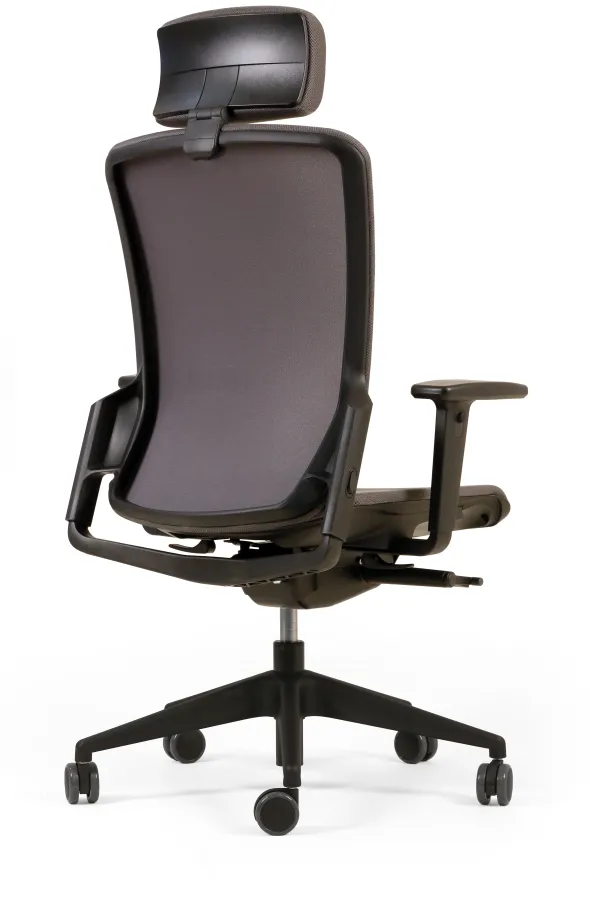 Fauteuil de bureau F6 - assise et dossier résille Rythm - piétement noir - avec appui-tête