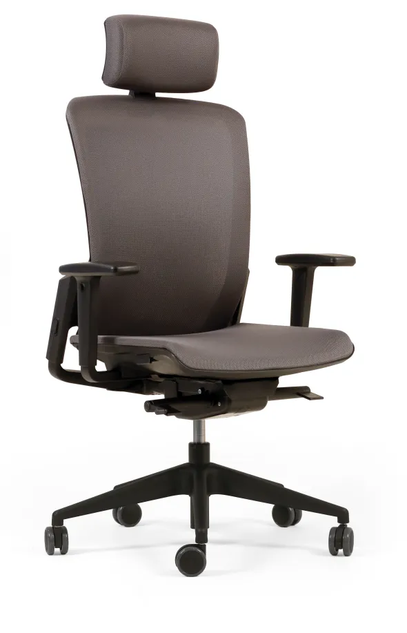 Fauteuil de bureau F6 - assise et dossier résille Rythm - piétement noir - avec appui-tête
