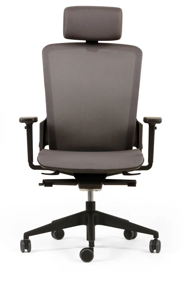 Fauteuil de bureau F6 - assise et dossier résille Rythm - piétement noir - avec appui-tête