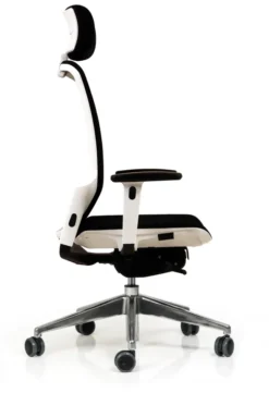 Fauteuil de bureau F6 - assise et dossier résille Rythm - piétement aluminium poli - avec appui-tête