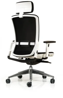 Fauteuil de bureau F6 - assise et dossier résille Rythm - piétement aluminium poli - avec appui-tête