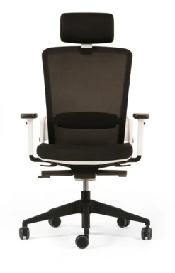Fauteuil de bureau F6 - assise et dossier résille Rythm - piétement époxy - avec appui-tête